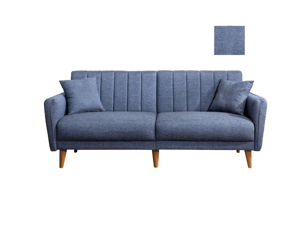 3-zits slaapbank in stof "Aqua" 205 x 85 x 85 cm - Donkerblauw
