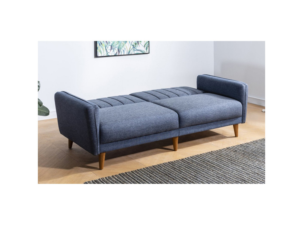 3-zits slaapbank in stof "Aqua" 205 x 85 x 85 cm - Donkerblauw