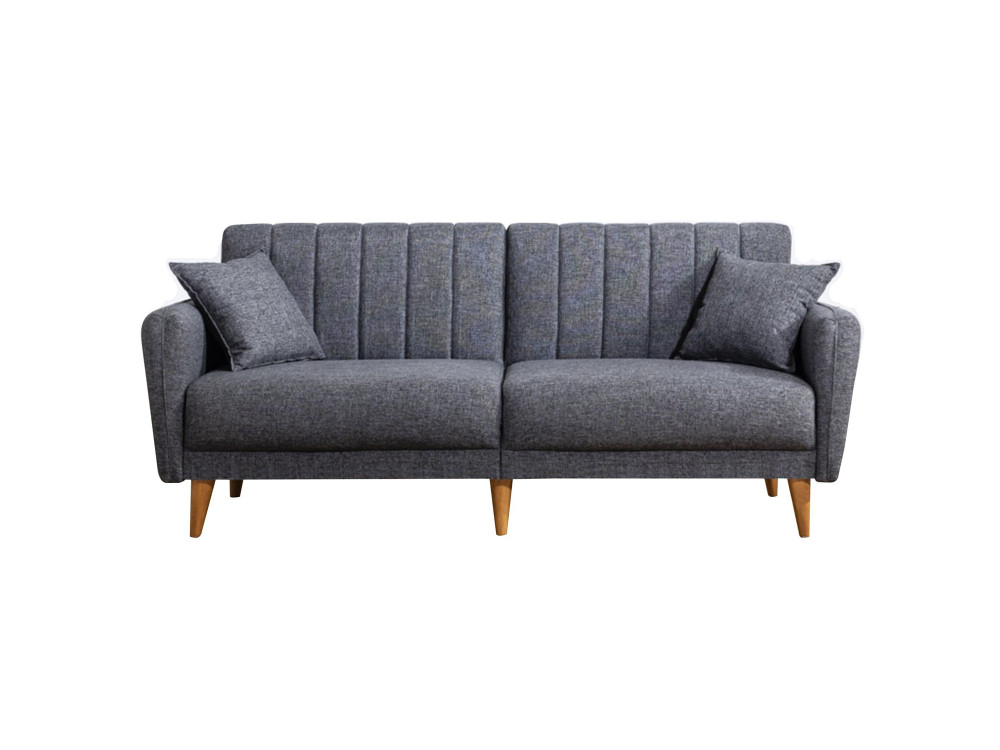 3-zits slaapbank in stof "Aqua" 205 x 85 x 85 cm - Donkergrijs