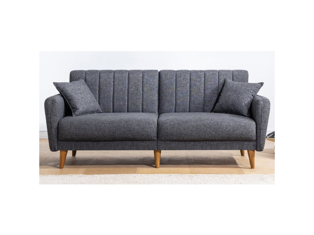 3-zits slaapbank in stof "Aqua" 205 x 85 x 85 cm - Donkergrijs