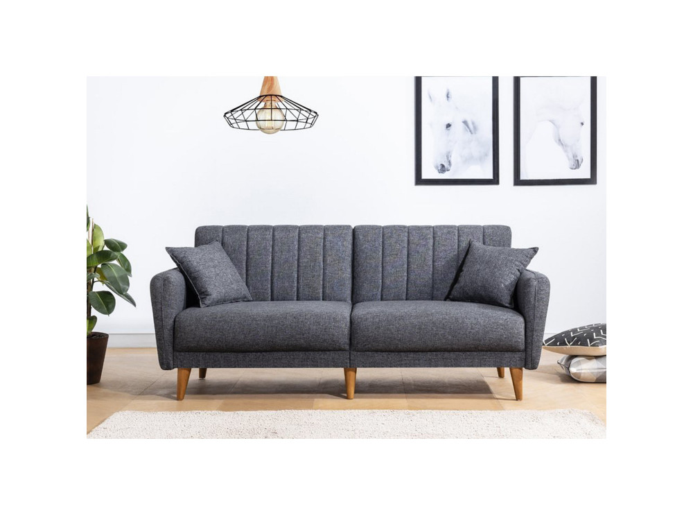 3-zits slaapbank in stof "Aqua" 205 x 85 x 85 cm - Donkergrijs
