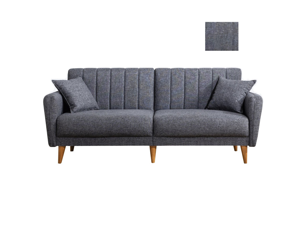 3-zits slaapbank in stof "Aqua" 205 x 85 x 85 cm - Donkergrijs