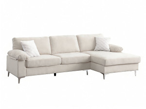 Jade" rechte hoekbank in chenille stof - 3 zits - Beige