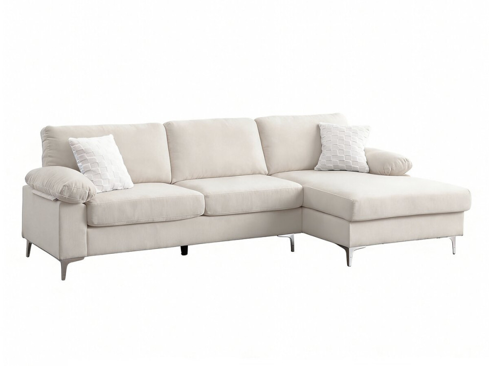 Jade" rechte hoekbank in chenille stof - 3 zits - Beige
