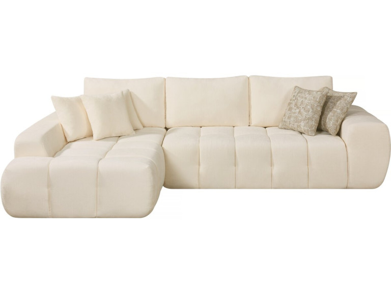 Sidonie" linker hoekbank in bubble stof - 4 zits - Beige