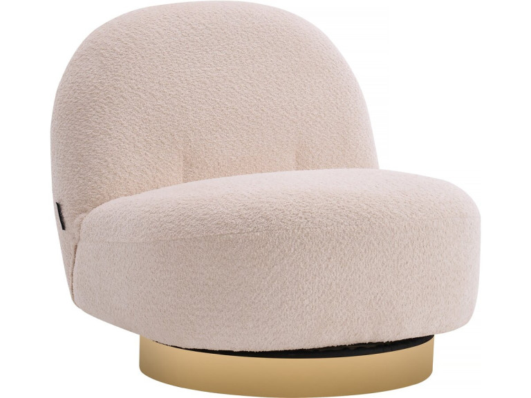 Stoel fauteuil bouclé stof draaibaar "Churchill" - 76 x 80 x 74 cm - Wit
