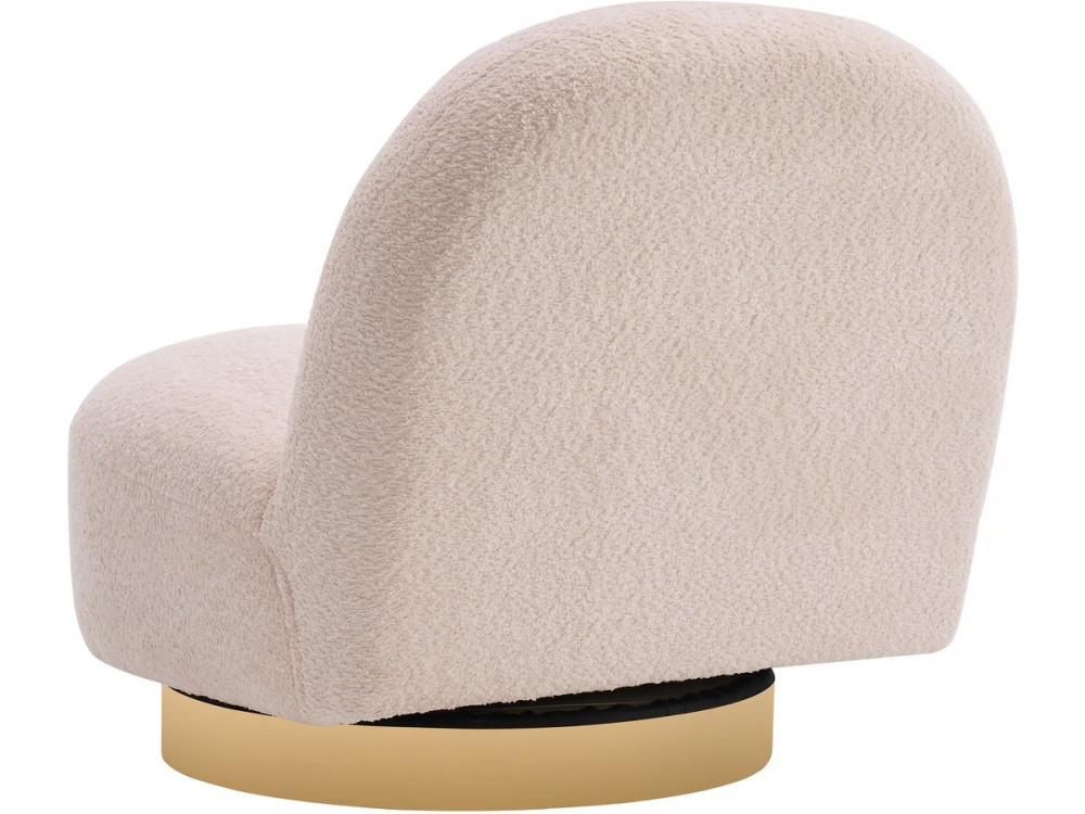 Stoel fauteuil bouclé stof draaibaar "Churchill" - 76 x 80 x 74 cm - Wit