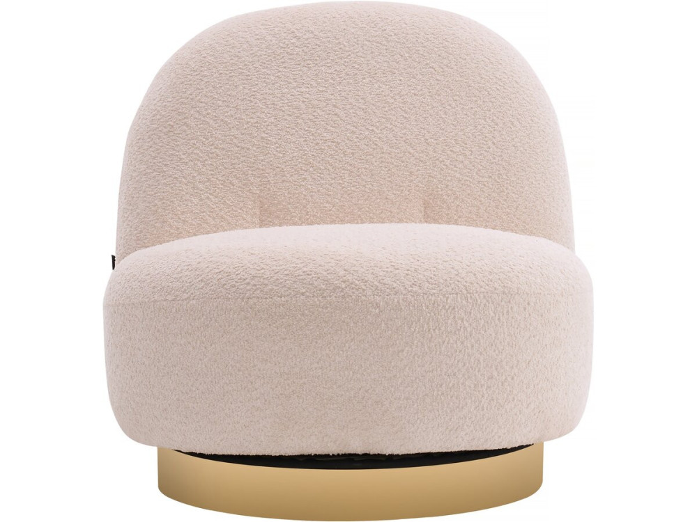 Stoel fauteuil bouclé stof draaibaar "Churchill" - 76 x 80 x 74 cm - Wit