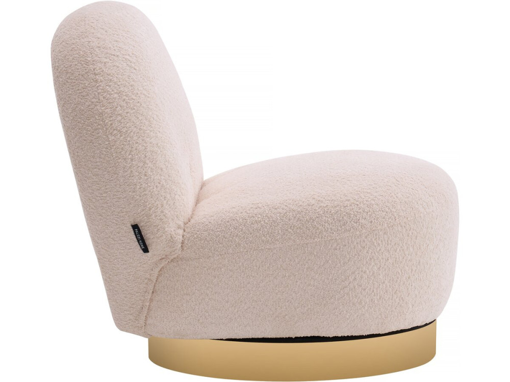 Stoel fauteuil bouclé stof draaibaar "Churchill" - 76 x 80 x 74 cm - Wit