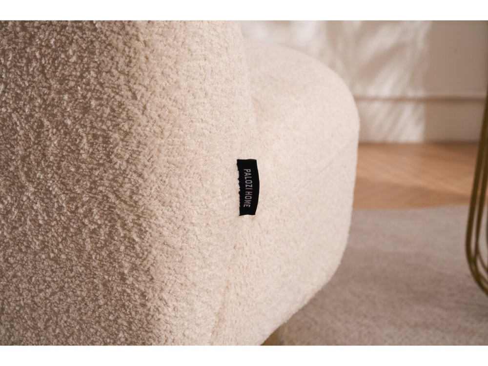 Stoel fauteuil bouclé stof draaibaar "Churchill" - 76 x 80 x 74 cm - Wit