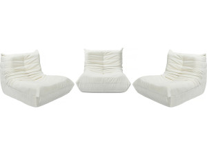 Set van 3 modulaire fauteuils in structuurstof "Velasca" - Wit