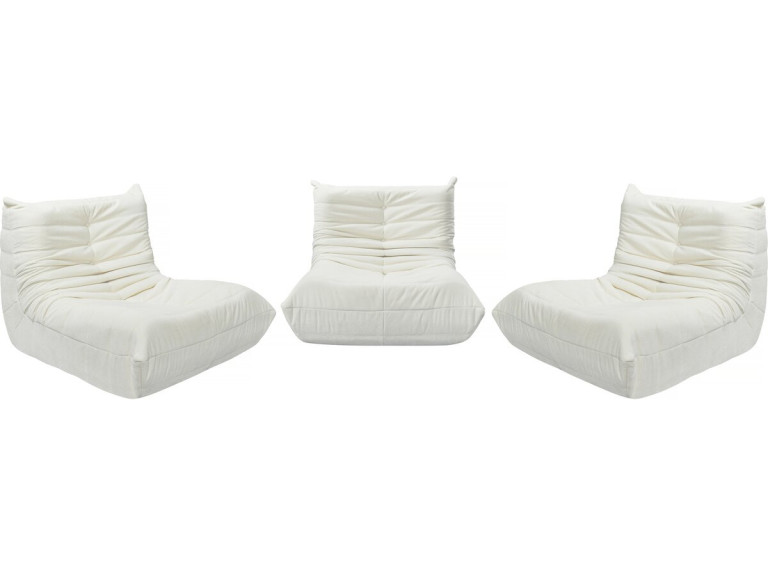 Set van 3 modulaire fauteuils in structuurstof "Velasca" - Wit