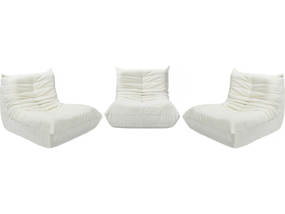 Set van 3 modulaire fauteuils in structuurstof "Velasca" - Wit