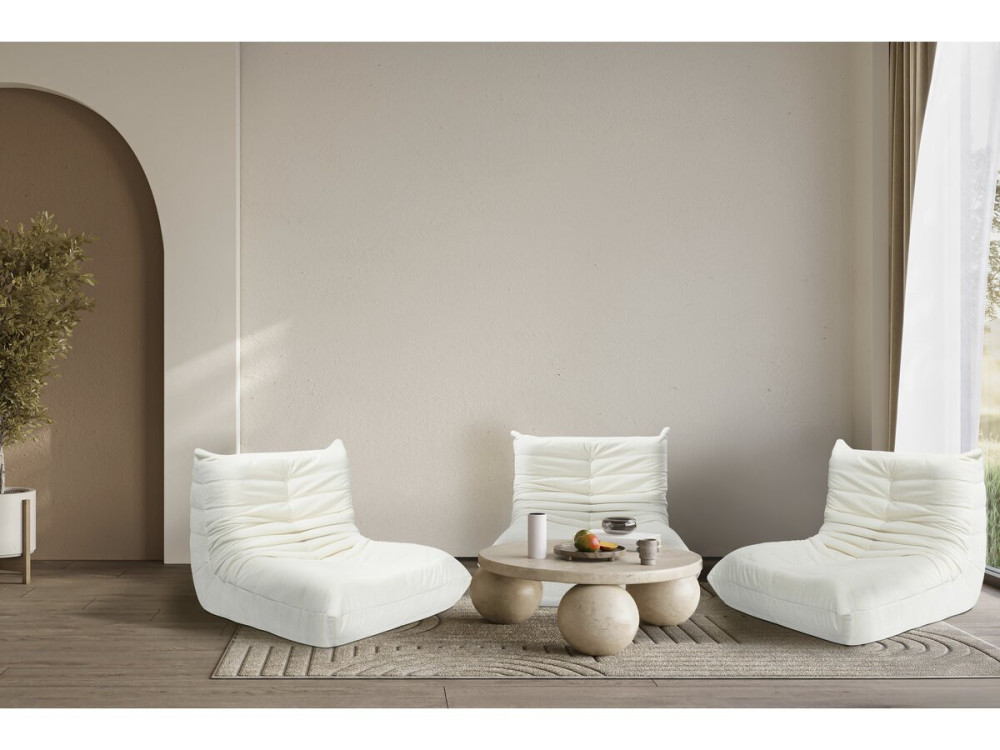 Set van 3 modulaire fauteuils in structuurstof "Velasca" - Wit
