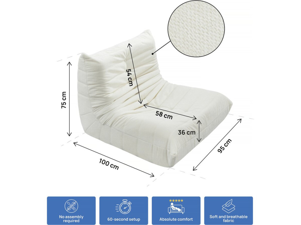 Set van 3 modulaire fauteuils in structuurstof "Velasca" - Wit
