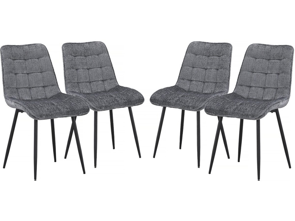 "Yanis" Premium stoffen eetkamerstoelen - set van 4 - grijs