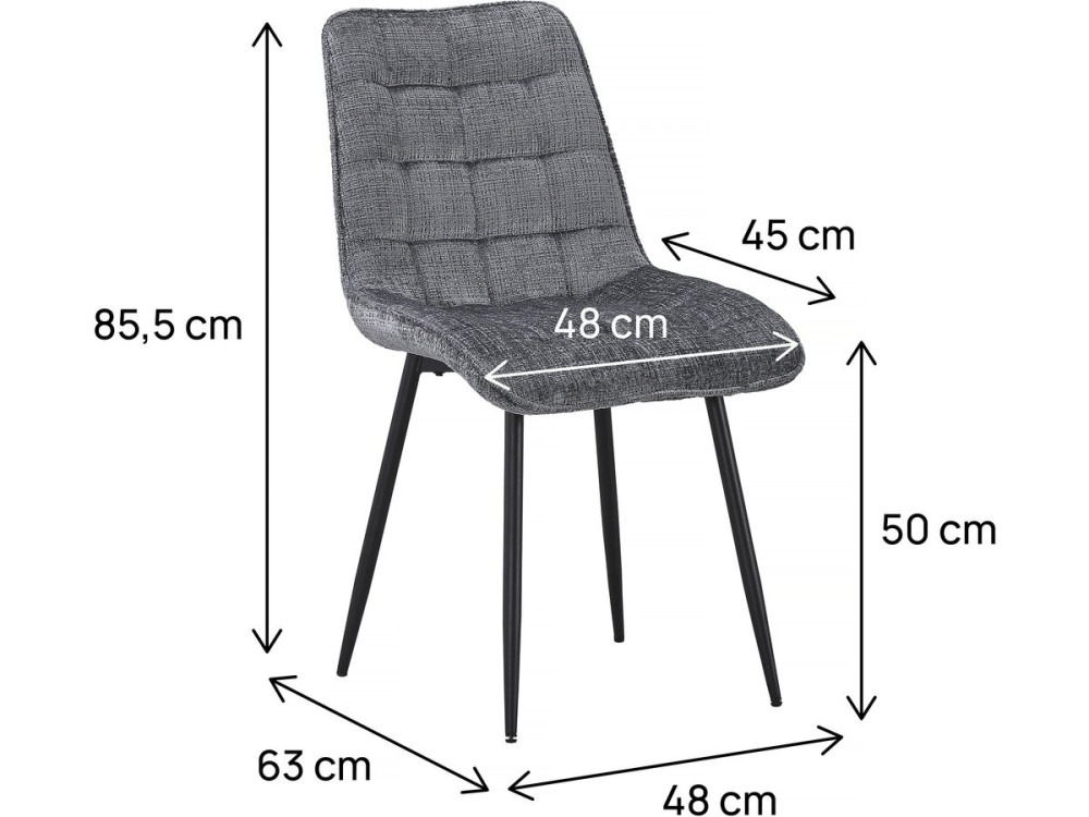 "Yanis" Premium stoffen eetkamerstoelen - set van 4 - grijs