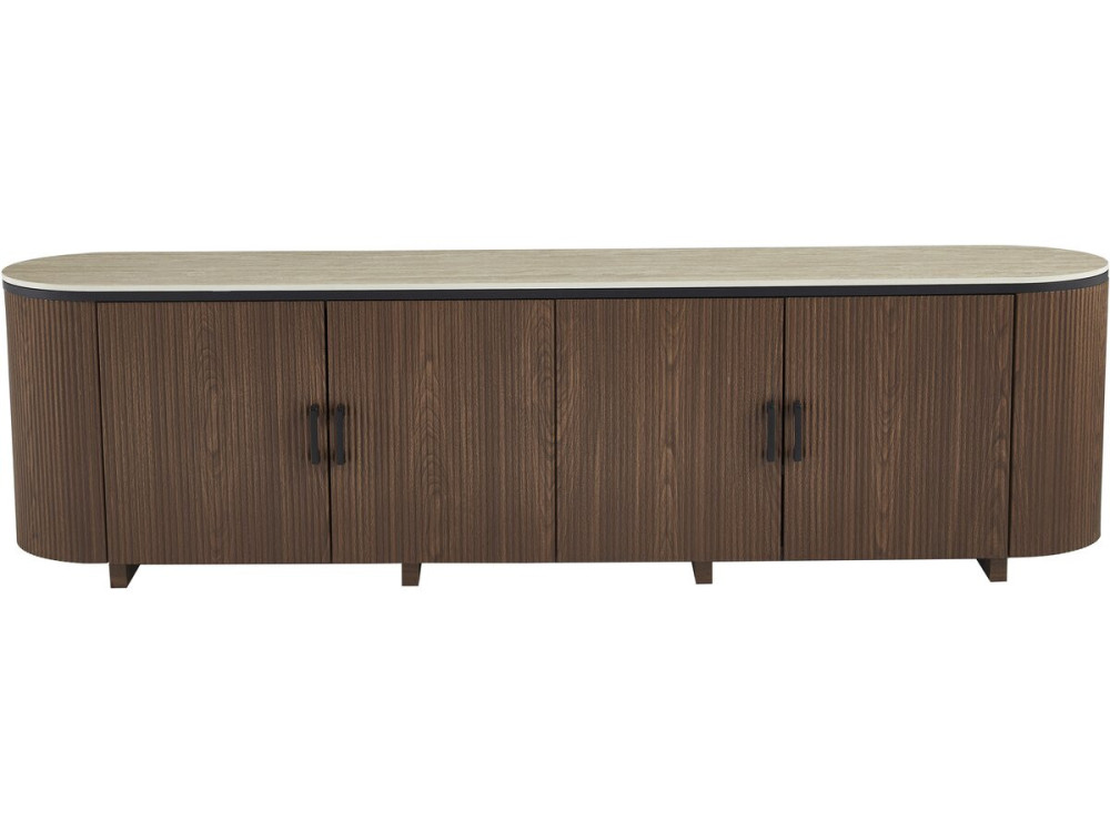 Ovaal houten dressoir "Portofino" - 200 x 40 x 55 cm - Bruin