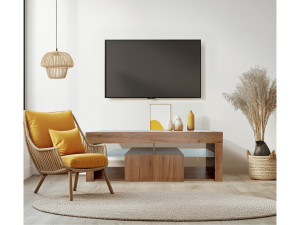 TV meubel design hout "Hugo" - 140 x 40 x 50 cm - Bruin - kastanjebruin 2