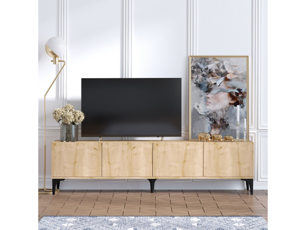 Houten TV-meubel "Nora" - 180 x 35 x 50 cm - Saffier Eik