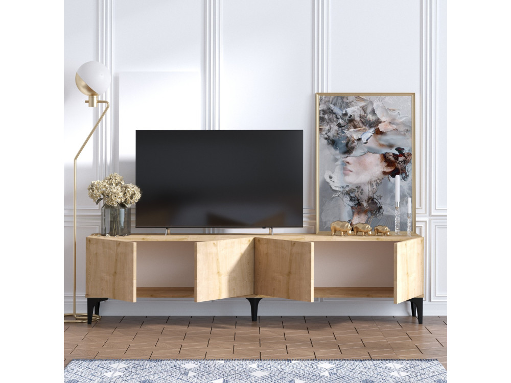 Houten TV-meubel "Nora" - 180 x 35 x 50 cm - Saffier Eik