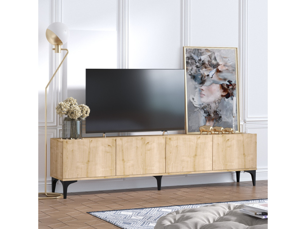 Houten TV-meubel "Nora" - 180 x 35 x 50 cm - Saffier Eik