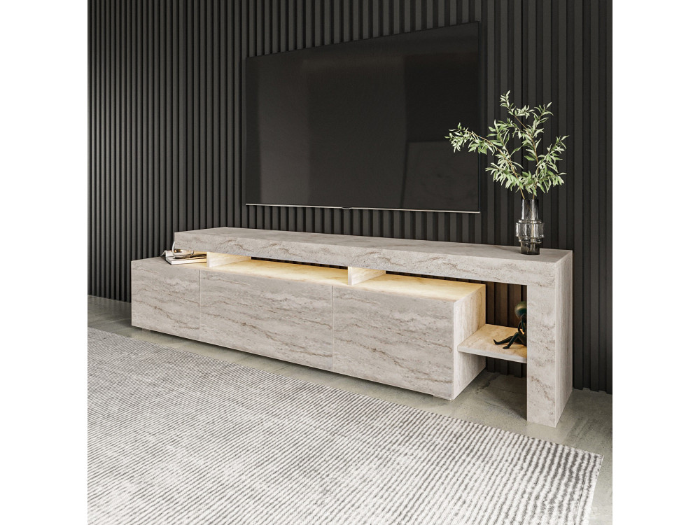 Houten TV-meubel "Beliz" - 192 x 37 x 53 cm - Travertin