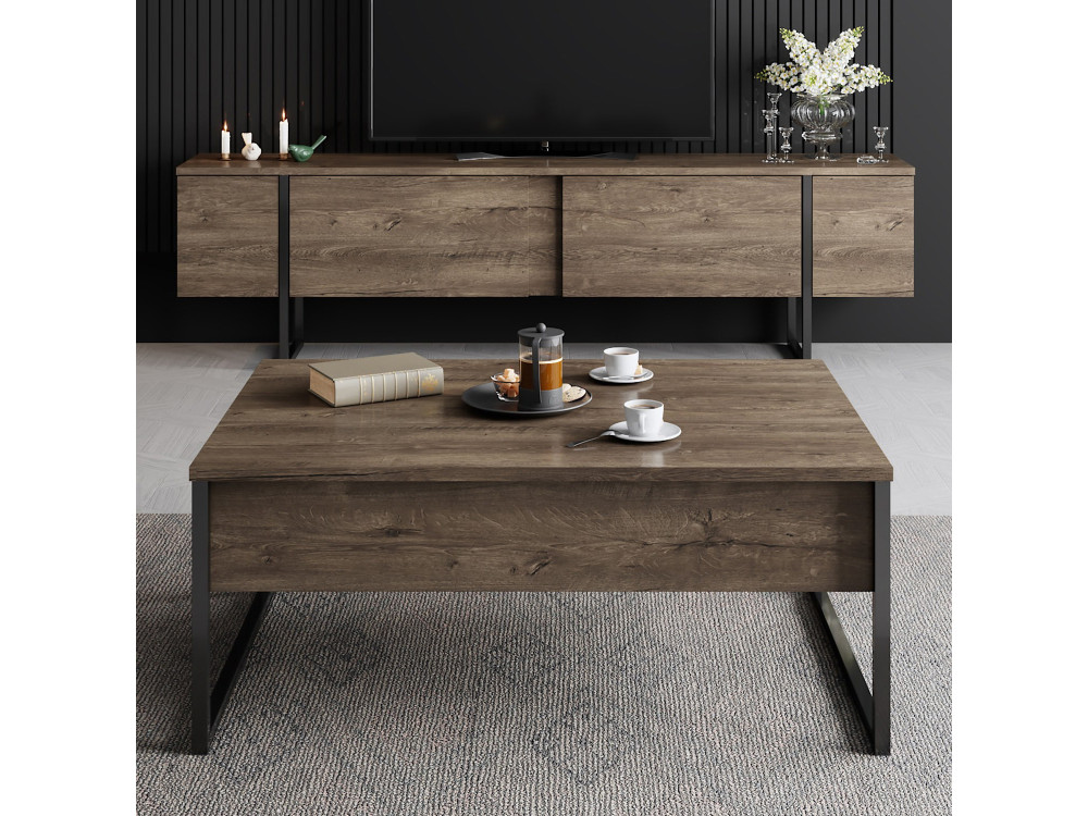 Luxe" houten TV-meubel - 180 x 30 x 50 cm - NotelaarZwart