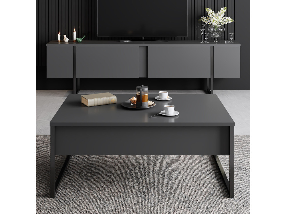 Luxe" houten TV-meubel 180 x 30 x 50 cm - Antraciet