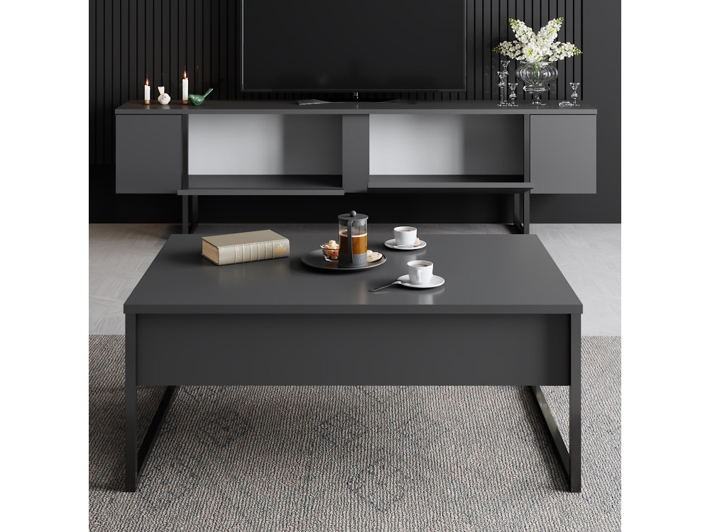 Luxe" houten TV-meubel 180 x 30 x 50 cm - Antraciet
