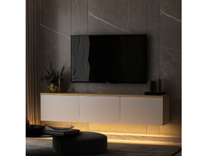 Neon" houten TV-meubel 160 x 32 x 35 cm - Wit 2
