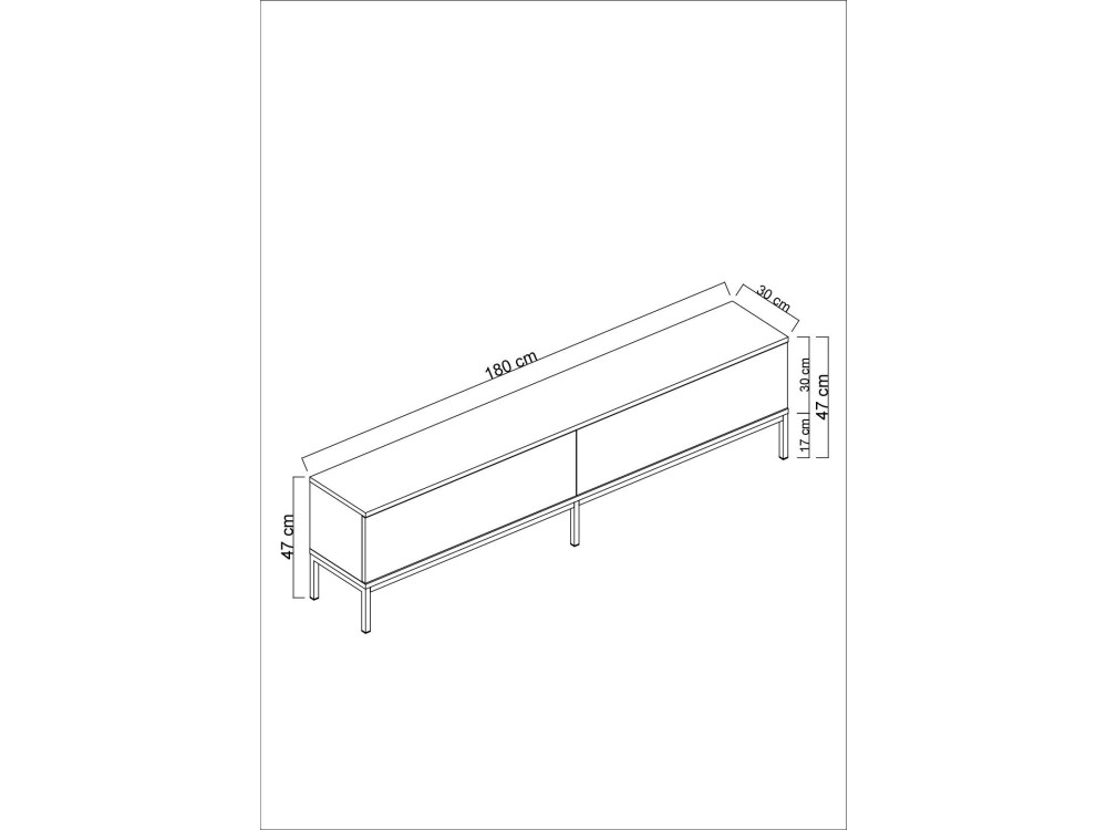 Lord" houten TV-meubel - 180 x 30 x 47 cm - Zwart