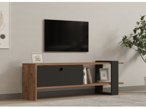 Houten TV-meubel "Ova" - 120 x 25 x 36 cm - Eiken-Anthraciet 2