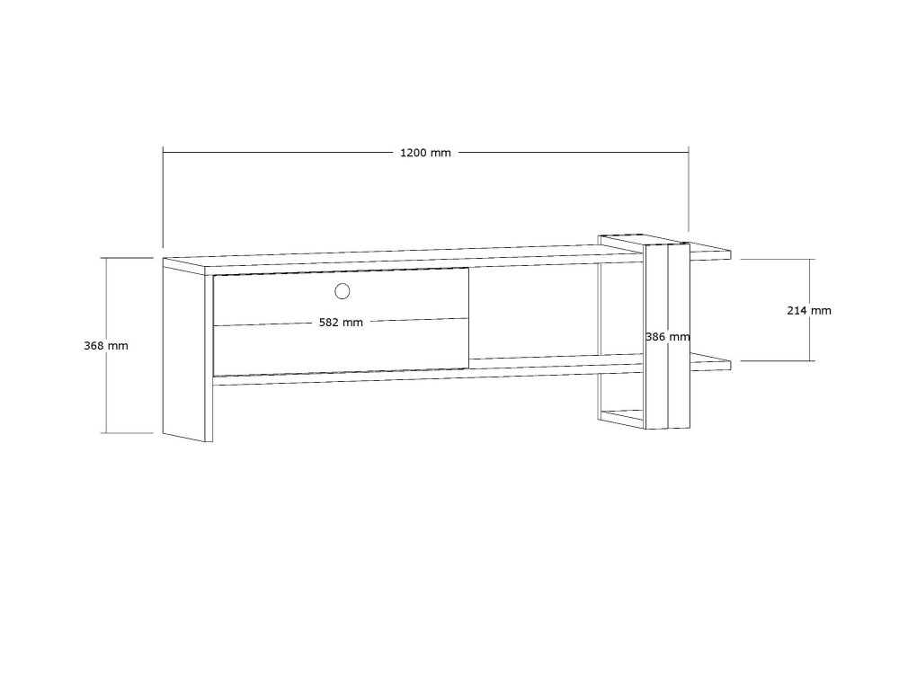 Houten TV-meubel "Ova" - 120 x 25 x 36 cm - Eiken-Anthraciet
