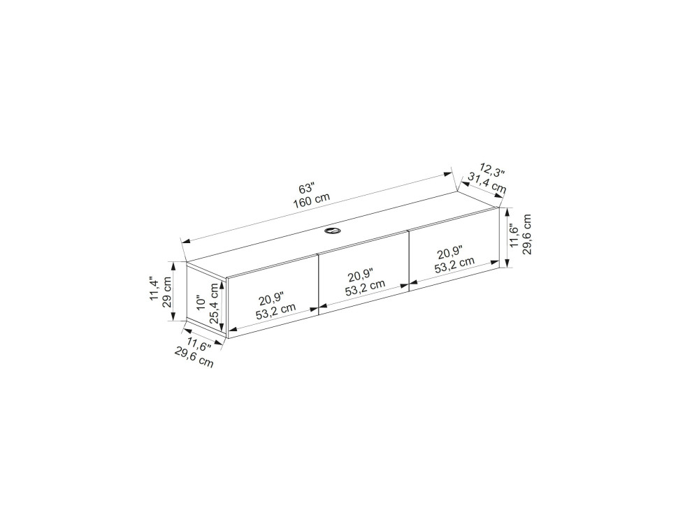 Houten TV-meubel "Denby" - 160 x 31 x 29 cm - Notelaar