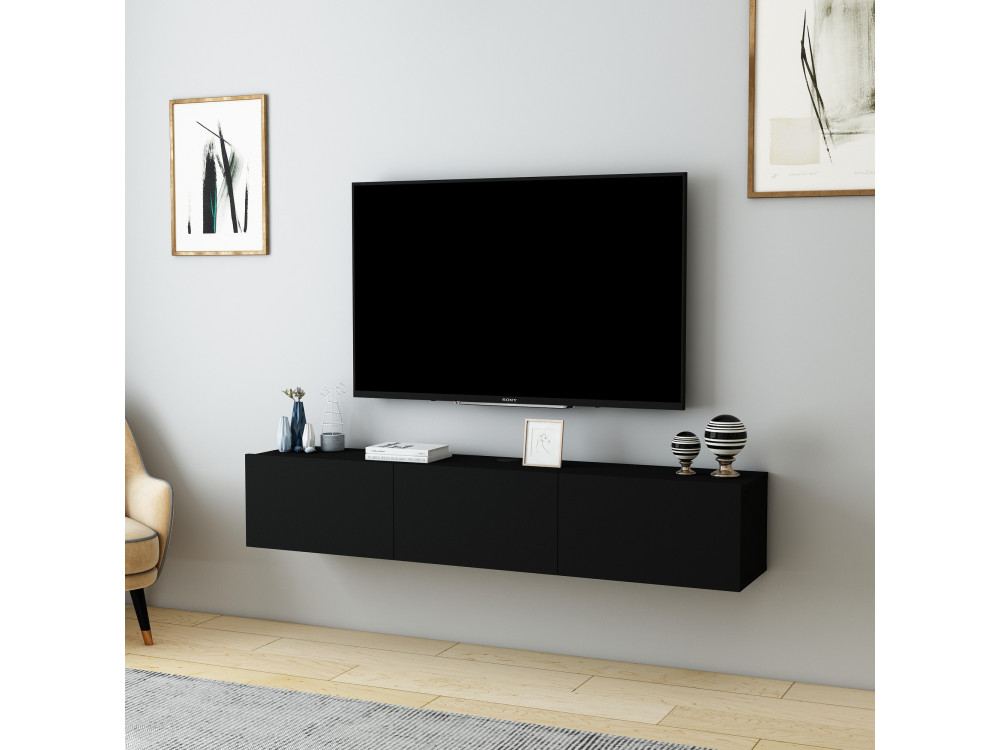 Houten TV-meubel "Denby" - 160 x 31 x 29 cm - Zwart