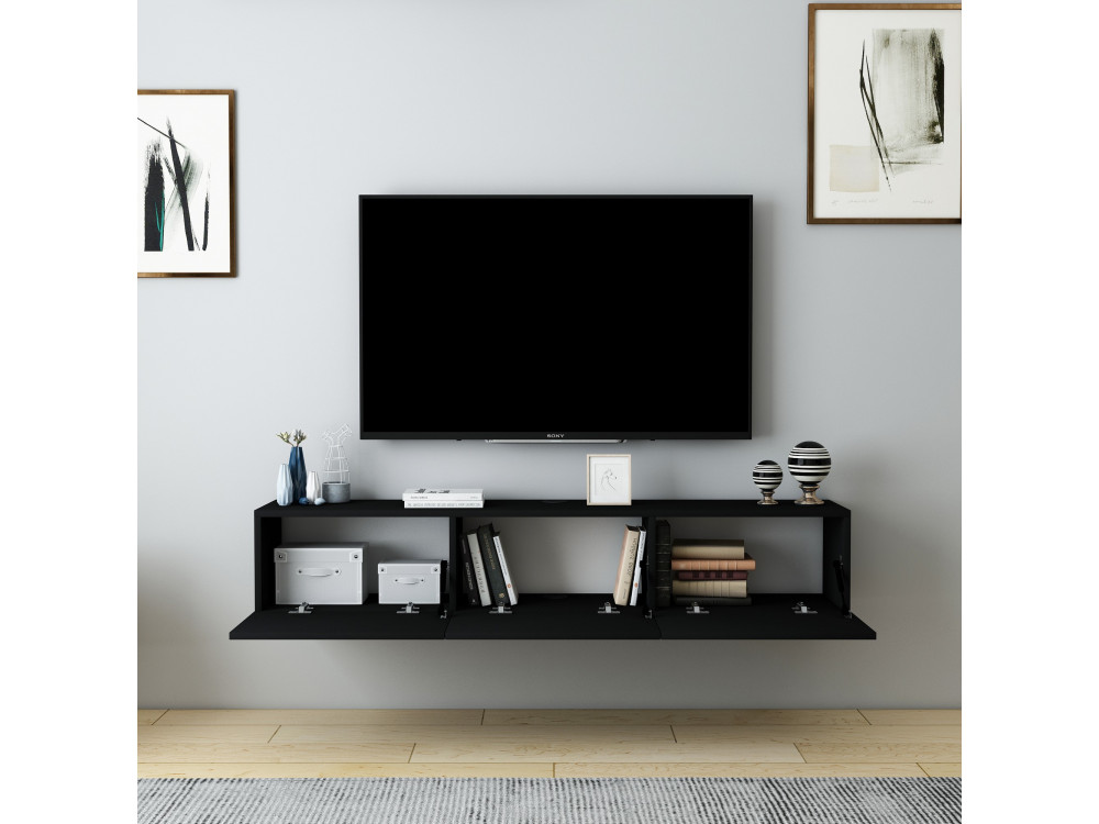 Houten TV-meubel "Denby" - 160 x 31 x 29 cm - Zwart