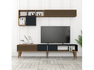 Houten TV-meubel "Milan" - 180 x 35 x 40 cm - Notelaar, Antraciet 2