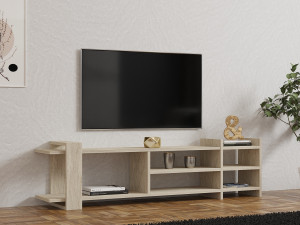 Houten TV-meubel "Zeyna" - 156 x 29 x 40 cm - Travertin 2