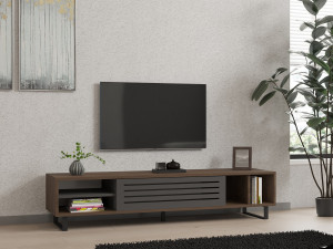Houten TV-meubel "Eray" - 160 x 40 x 35 cm - Noten, Antraciet 2