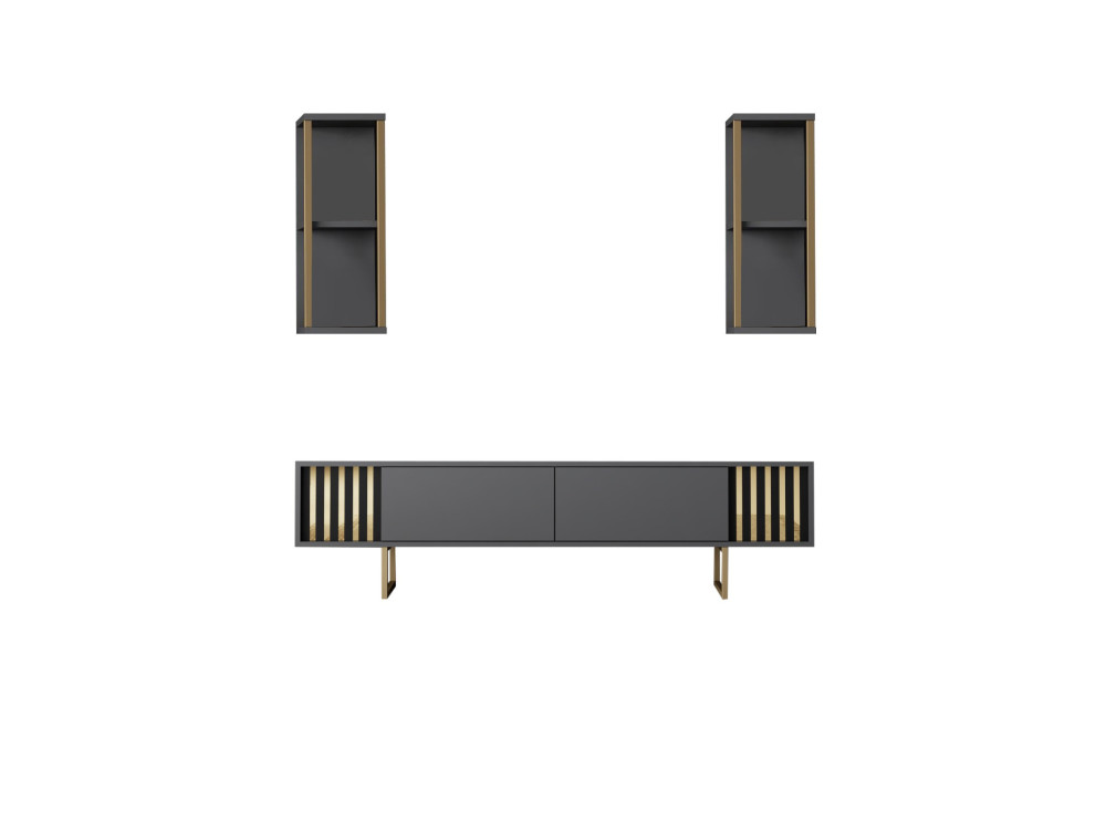 Houten TV-meubel "Gold Line" - 180 x 30 x 48 cm - AntracietZwart