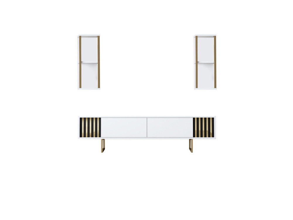 Houten TV-meubel "Gold Line" - 180 x 30 x 48 cm - WitZwart