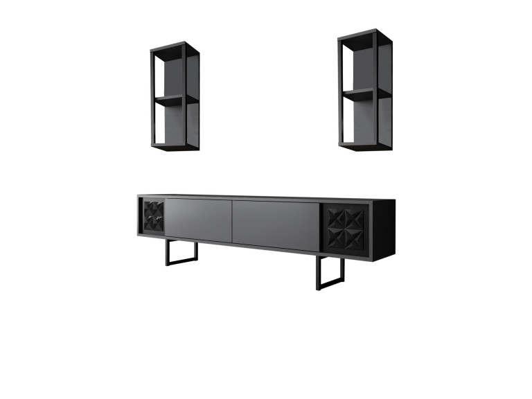 Black Line" houten TV-meubel - 180 x 30 x 48 cm - AntracietZwart