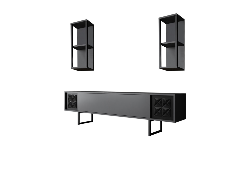 Black Line" houten TV-meubel - 180 x 30 x 48 cm - AntracietZwart
