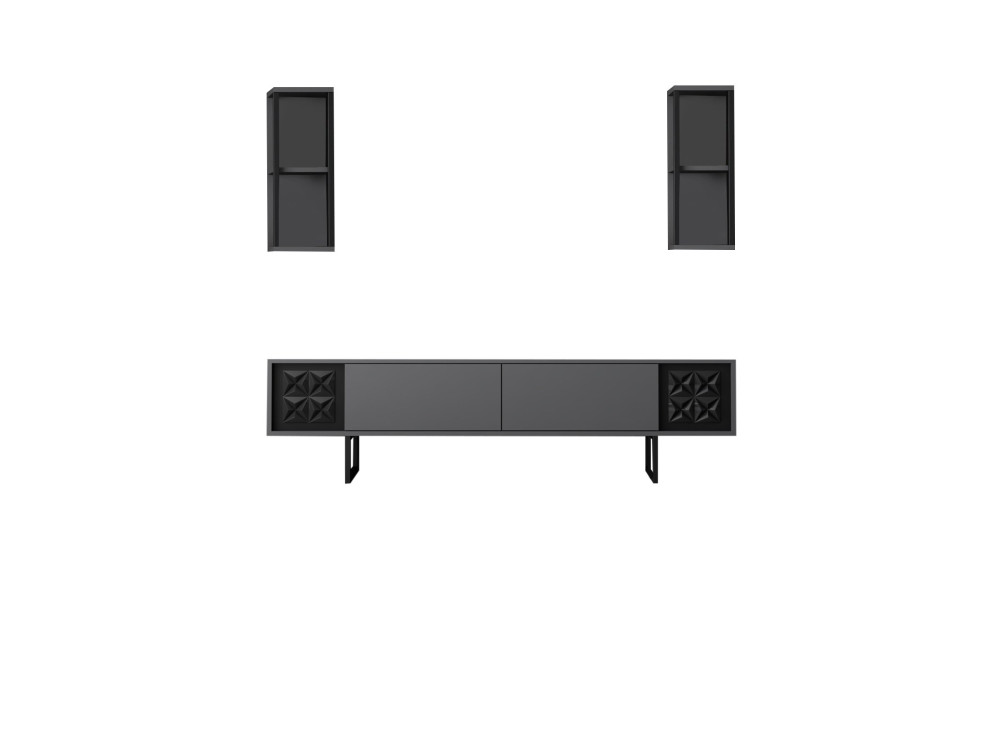 Black Line" houten TV-meubel - 180 x 30 x 48 cm - AntracietZwart
