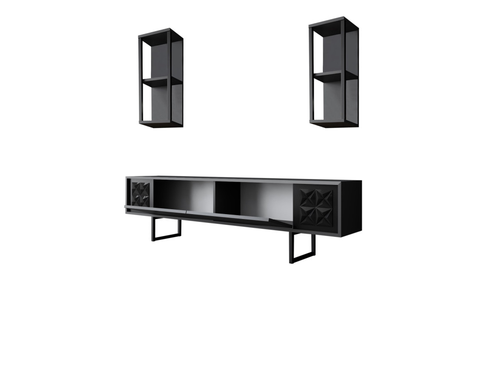 Black Line" houten TV-meubel - 180 x 30 x 48 cm - AntracietZwart