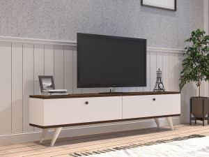 Houten TV-meubel "Parlak" - 160 x 25 x 40 cm - Wit 2