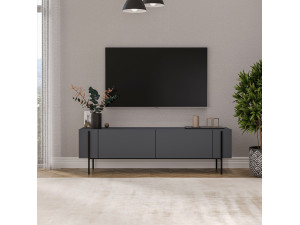 Houten Herman" TV-meubel - 160 x 31 x 45 cm - Antraciet grijs 2