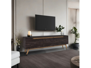 Digi" houten TV-standaard - 180 x 35 x 48 cm - Zwart 2