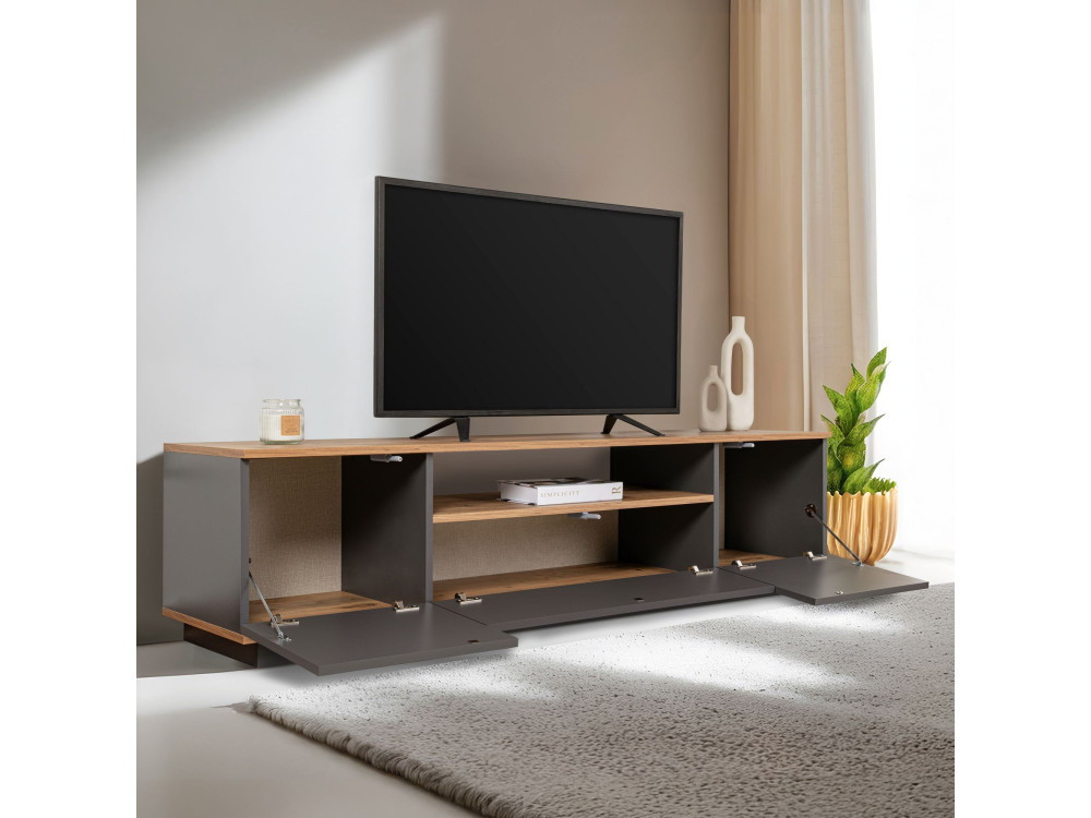 Houten TV-meubel "Veramont" - 180 x 44 x 44 cm - Antracietgrijs